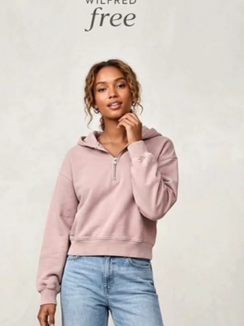 Wilfred Free Terry Fleece 1/4 Zip Hoodie Aritzia Size S